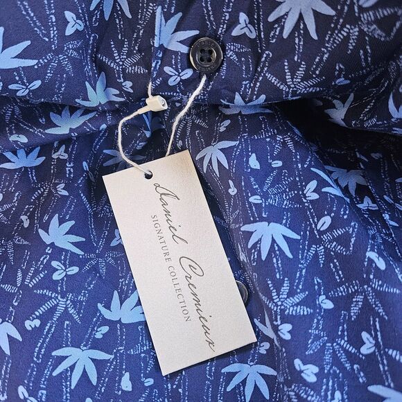 DANIEL CREMIEUX Casual Shirt Short Sleeve Button Up Men's XL Blue Hemp Plants - Picture 7 of 8